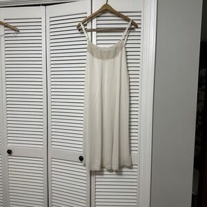 Vintage Sears Lingerie Size L 60s Ivory Lace‎ Embroidered Nightgown Slip Dress